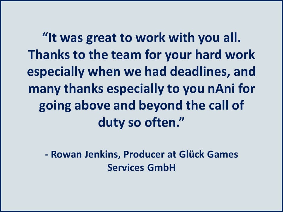 It was great to work with you all - Gluck Games