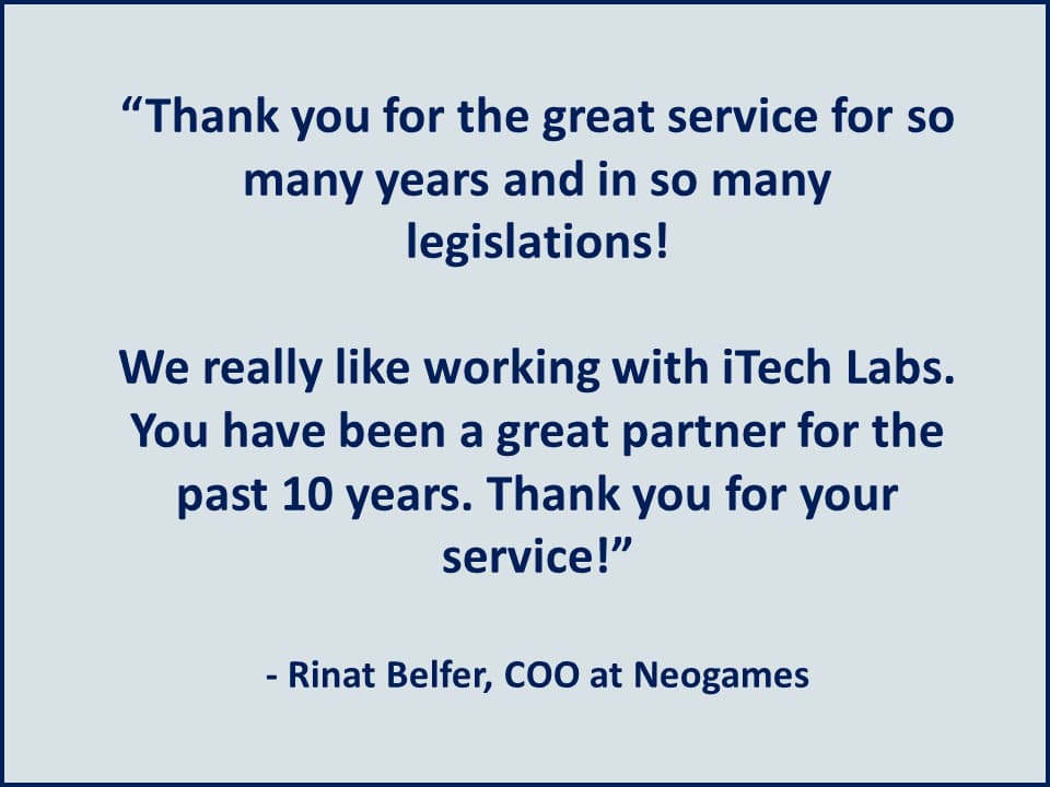 Thank you for the great service for so many years and in so many legislations! - Neogames